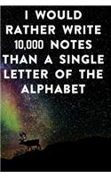 I would rather write 10,000 no single letter of the alphabet: Lined Notebook / Journal Gift, 100 Pages, 6x9, Soft Cover, Matte Finish Inspirational Quotes Journal, Notebook, Diary, Composition Book