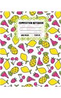 Composition Notebook Wide Ruled: Watermelon Ananas Colourful Workbook for Girls Boys for Writing - Pretty Journal for Kids - Unique Gift Idea with Cute Patterns