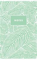 Notes: Mint Green Fronds Tropical Palm Beach Paperback Journal / Diary / Notebook with 100 Lined, Cream-colored Pages for Writing Notes and Hand-Painted De