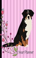 5 Year Planner: 2020 - 2024 Monthly Planner Organizer Undated Calendar And ToDo List Tracker Notebook Bernese Mountain Dog Pink Cover