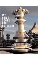My Game Score Log Notebook: Track your game scores when playing with other players - 10 players names per page and area for lined Notes - 100 pages 8.5x11 inches