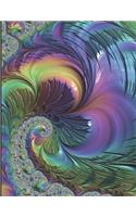 Cornell Notes XL Notebook: 8.5x11, 250 page, Extra Large Cornell Notebook: Liquid Rainbow Vortex Fractal Art Cover Design