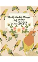 Weekly Monthly Planner July 2019 to June 2020