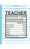 Teacher Nutritional Facts: Notebook for Teacher Appreciation - College Ruled Paper with Funny Teaching Quote(30 Education Is a Gift Composition Books)