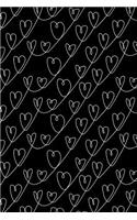 Journal Notebook White Scribbly Hearts Pattern 1