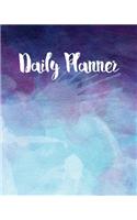 Daily Planner: Watercolor Splashes Time Management Journal to Do List Planner Daily Task Meals Exercise Notebook Organizer Size 8x10 Inches 100 Pages