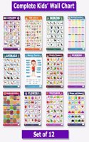 Complete Kids' Chart Set - 12 Educational Charts: ABCs, Hindi, Numbers, Fruits, Vegetables, Flowers, Multiplications, Shapes, Colours, Birds, Animals, Body Parts, Grains, Pulses - Explore, Learn, Grow