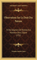 Observations Sur Le Droit Des Patrons