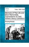 Memoirs of the Life and Most Memorable Transactions of Capt. William Henry Cranstoun