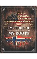 Im Proud of My Roots: Vintage Norwey and American Flag Personalized Gift for Coworker Friend Lightly Lined Pages Daily Journal Diary Notepad