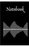 Notebook: Retro Sound Wave Design Notebook for Music Lovers. Song Writing Journal: Lined/Ruled Paper For Musicians, Music Lovers, Students, Songwriting. Size 