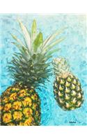 Alhoa: Pineapple Journal Large 8.5x11 in. 100 pages/ 50 sheets gray lined