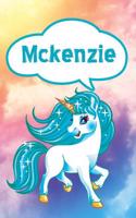 McKenzie: Personalized Unicorn Handwriting Practice Paper for Kids Notebook with Dotted Lined Sheets for K-3 Students Featuring 120 Lined Pages 6x9