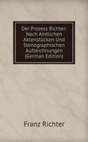 Der Prozess Richter: Nach Amtlichen Aktenstucken Und Stenographischen Aufzeichnungen (German Edition)