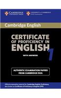 Cambridge Certificate of Proficiency in English 1 Student's Book with Answers: Examination Papers from the University of Cambridge Local Examinations