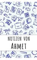 Notizen von Ahmet: Kariertes Notizbuch mit 5x5 Karomuster für deinen personalisierten Vornamen