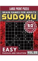 SUDOKU Easy Large Print: Full Page Easy SUDOKU with answers Maths Book to Challenge Your Brain Large Print (Sudoku Brain Games Puzzles Book Large Print Vol.25)