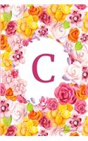 C Journal: Beautiful Flower Bouquet, Monogram Initial Letter C, Lined Diary Notebook