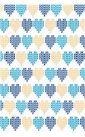 Stitched hearts in blue and gold