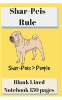 Shar-Peis Rule Blank Lined Notebook 6 X 9 150 Pages: Classic Soft Cover Diary Log Book Ruled for Writing Sketching Planning Documenting (Cqs.0073)
