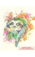 2019-2023 Five Year Monthly Planner: Watercolor Sloth Calendar and Notebook 8.5x11 144 Pages
