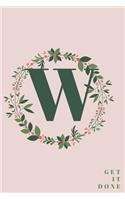 Monogram Initial Letter W Notebook with Rose Pink Floral Journal for Women, Girls Birthday Gift and School: Lined Notebook / Journal Gift, 120 Pages, 6x9, Soft Cover, Matte Finish