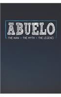 Abuelo The Man The Myth The Legend: Family life Grandpa Dad Men love marriage friendship parenting wedding divorce Memory dating Journal Blank Lined Note Book Gift