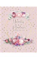 Yearly planner - Page per day: The perfect diary for the nature lover - A page per day to support your daily organisation - Delicate floral graphics on pink and gold raindrop back