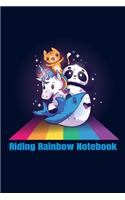 Riding Rainbow Notebook: wide ruled blank line paper 120 pages 6x9 inches, school book, jotting notes, homework assignments, to-do-list, dairy. Great accessories gift for st