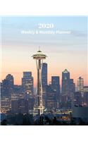 2020 Weekly and Monthly Planner: Skyline in Seattle - Monthly Calendar with U.S./UK/ Canadian/Christian/Jewish/Muslim Holidays- Calendar in Review/Notes 8 x 10 in.-Washington State 