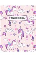 Sketchbook: Cute Pink Unicorn Sketch Book for Kids - Practice Drawing and Doodling - Sketching Book for Toddlers & Tweens