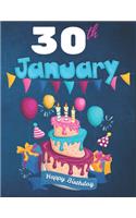 30th January Happy Birthday Notebook Journal: Creative And Funny Happy Birthday Unicorn Journal Notebook For Kids