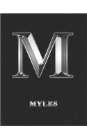 Myles: 2 Year Weekly Planner with Note Pages (24 Months) - Silver Effect Personalized Custom Letter M Initial First Name - 2020 - 2021 - Week Planning - Mo