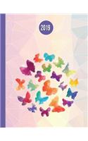 2019 Planner; Rainbow Crystal Butterflies: 12 Months Week to two-page Diary 140 pages 8.5 x 11 with Contacts - Password - Birthday lists(2019 Weekly Planner Organizer Diary Journal)