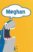 Meghan: Personalized Shark Isometric Dot Paper Notebook for Kids 120 Pages 6x9