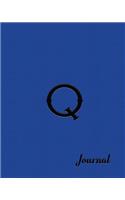 Q Journal: Beautiful Blue Writing Journal Designed to Resemble Leather and Embossing in 8x10 Softcover Paperback Notebook