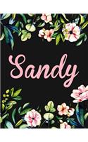 Sandy: Personalised Sandy Notebook/Journal For Writing 100 Lined Pages (Black Floral Design)