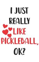 I Just Really Like Pickleball, Ok? Gift For Men, Women, Kids, Cute Notebook a Beautiful