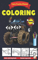 Cars, Trucks, Planes Coloring Book