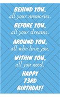 Behind You All Your Memories Before You All Your Dreams Happy 73rd Birthday