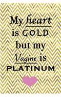 My heart is gold but my vagine is platinum: funny journal, 150 lined pages