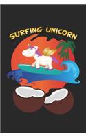 Surfing Unicorn: Tagebuch, Notizbuch, Notizheft - Geschenk-Idee für Einhorn Fans - Blanko - A5 - 120 Seiten