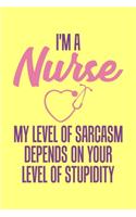 I'm A Nurse My Level Of Sarcasm Depends On Your Level Of Stupidity