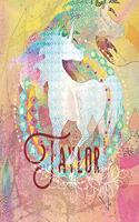 Taylor: Colorful Rainbow Unicorn - 8"X10" Girl's Composition Wide Ruled Notebook