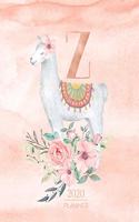 2020 Planner Z: Llama Rose Gold Monogram Letter Z with Pink Flowers (7.5 x 9.25 in) Horizontal at a glance Personalized Planner for Women Moms Girls and School