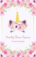 Monthly Planner Organizer 5 Year Calendar: Five Year Monthly Pocket Planner: Calendar, Daily Schedule Planner, Monthly Planner Organizer. Cute Unicorn Cover Design