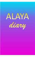 Alaya: Journal Diary - Personalized First Name Personal Writing - Letter A Blue Purple Pink Gold Effect Cover - Daily Diaries for Journalists & Writers - J