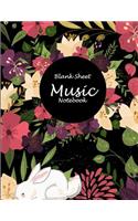 Blank Sheet Music Notebook: Lovely Floral Book, Music Composition Books, Music Manuscript Paper 120 Pages Large Print 8.5" x 11" Blank Guitar Tab, Blank Staff Paper