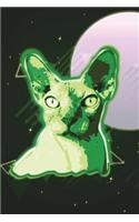 Hairless Cat Face Notebook 80s (Vol 4): Cool Neon Rave Sphynx Cat Lined Composition Book/Diary/Journal For Students, 6 x 9, 130 Pages, Retro Green Pink Pastel