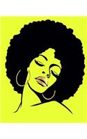 Black Magic Girl: Afro Neon Yellow Perfect Black Journal Composition Notebook (Size 7.5 X 9.25) Has 200 Unruled Pages for School Year Gift for Kids, Teens, Men and Wo